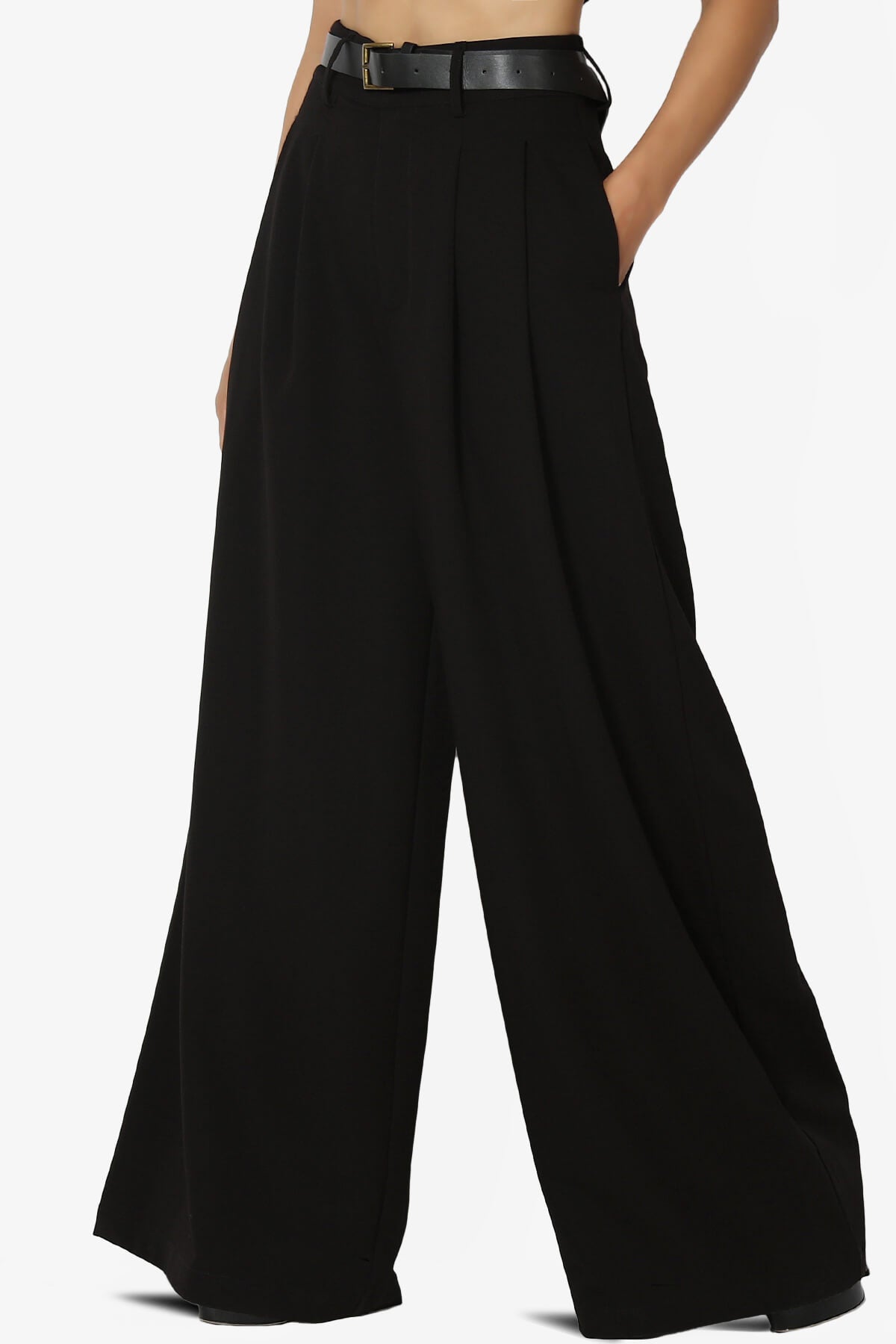 Caden High Waisted Wide Leg Trousers BLACK_1