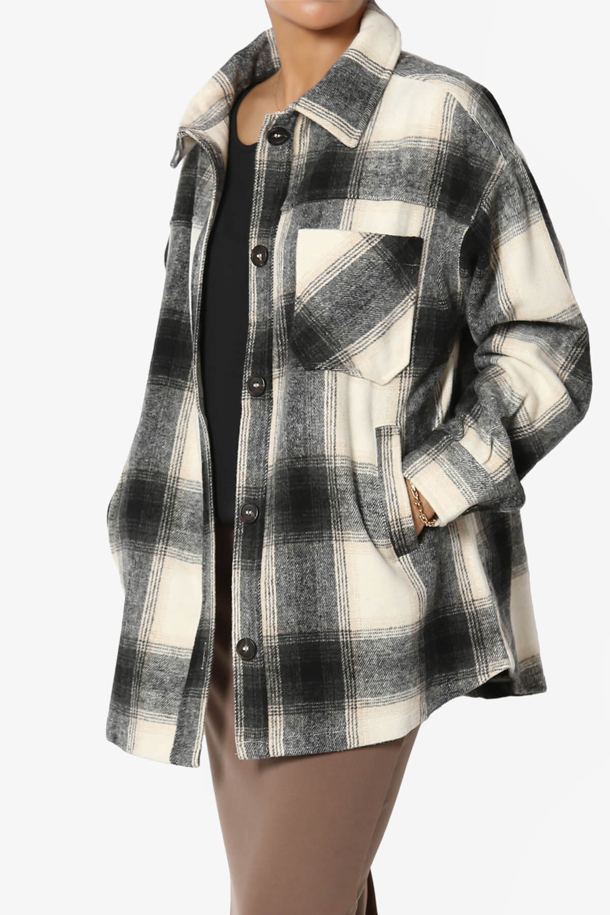 Load image into Gallery viewer, Cameron Plaid Flannel Oversized Shacket BLACK_3
