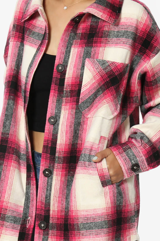 Cameron Plaid Flannel Oversized Shacket HOT PINK_5