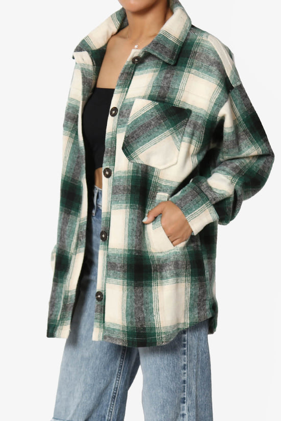 Load image into Gallery viewer, Cameron Plaid Flannel Oversized Shacket HUNTER GREEN_3
