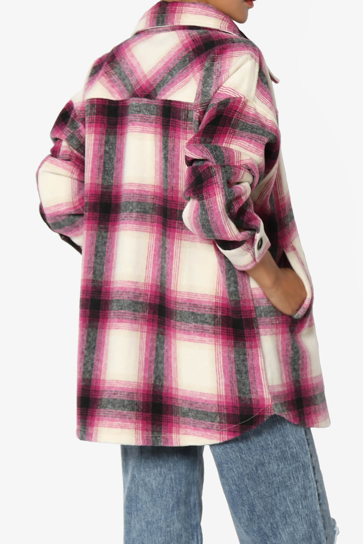 Load image into Gallery viewer, Cameron Plaid Flannel Oversized Shacket MAGENTA_4
