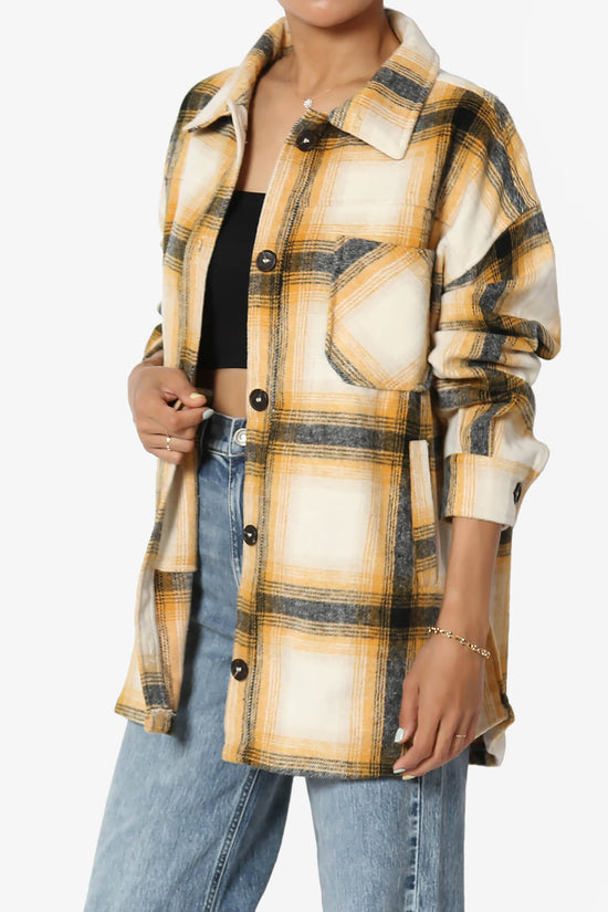 Load image into Gallery viewer, Cameron Plaid Flannel Oversized Shacket MUSTARD_3
