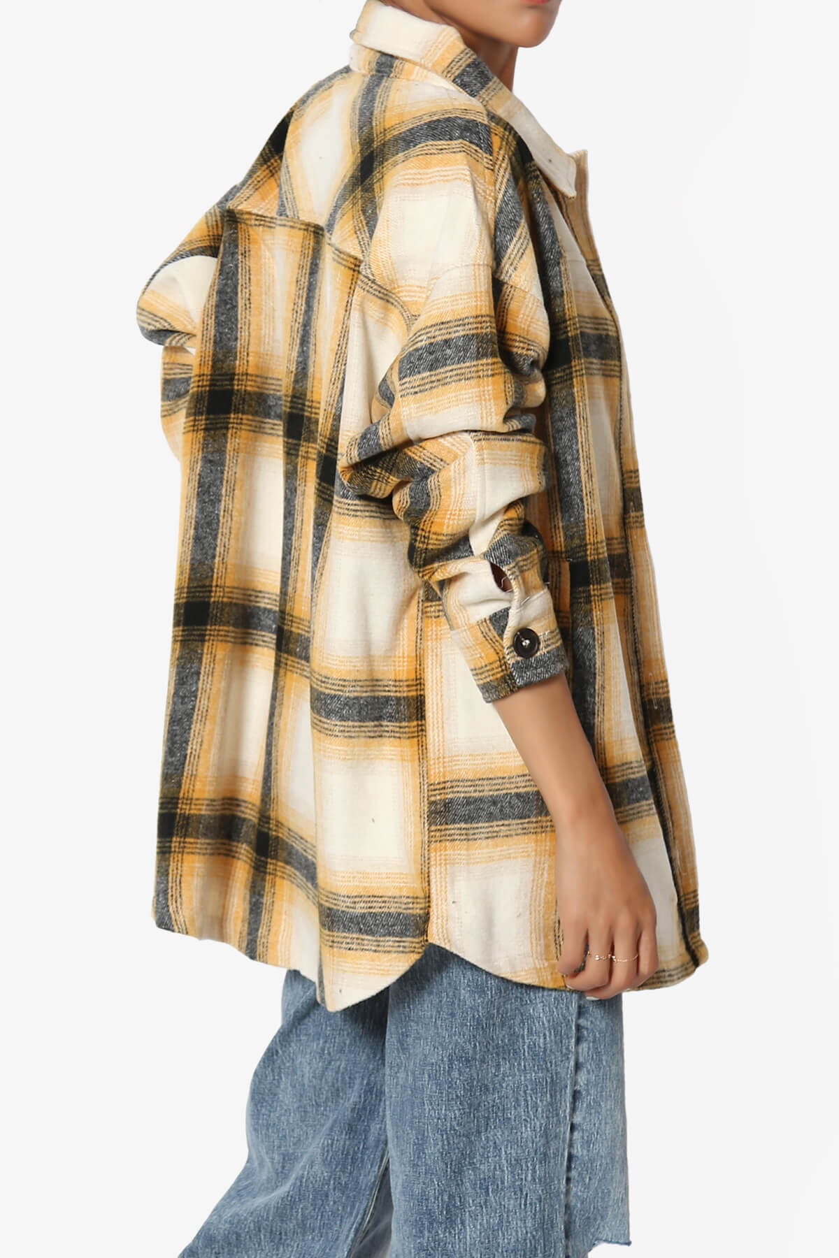 Load image into Gallery viewer, Cameron Plaid Flannel Oversized Shacket MUSTARD_4
