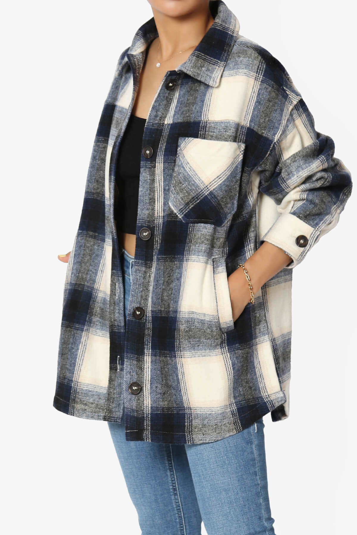 Cameron Plaid Flannel Oversized Shacket NAVY_3