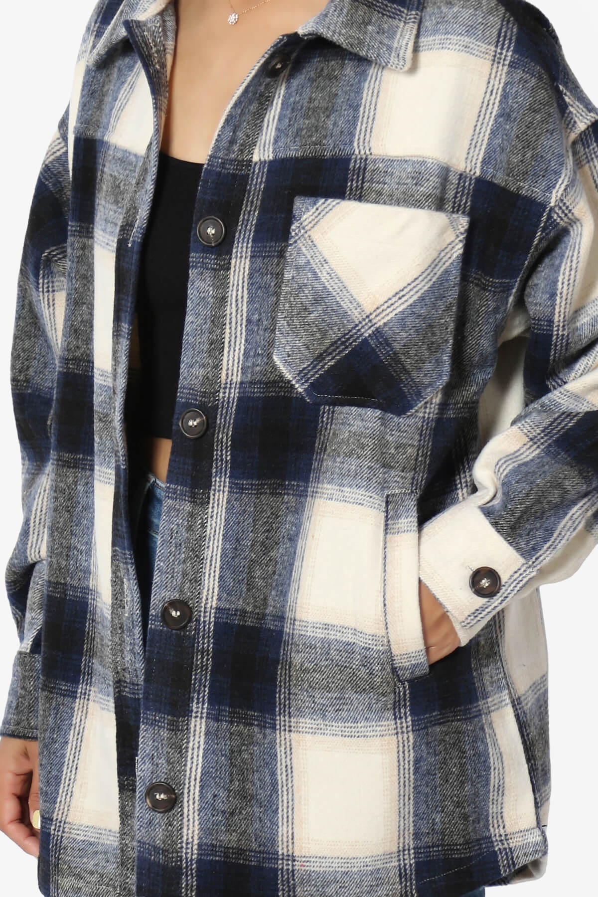 Cameron Plaid Flannel Oversized Shacket NAVY_5