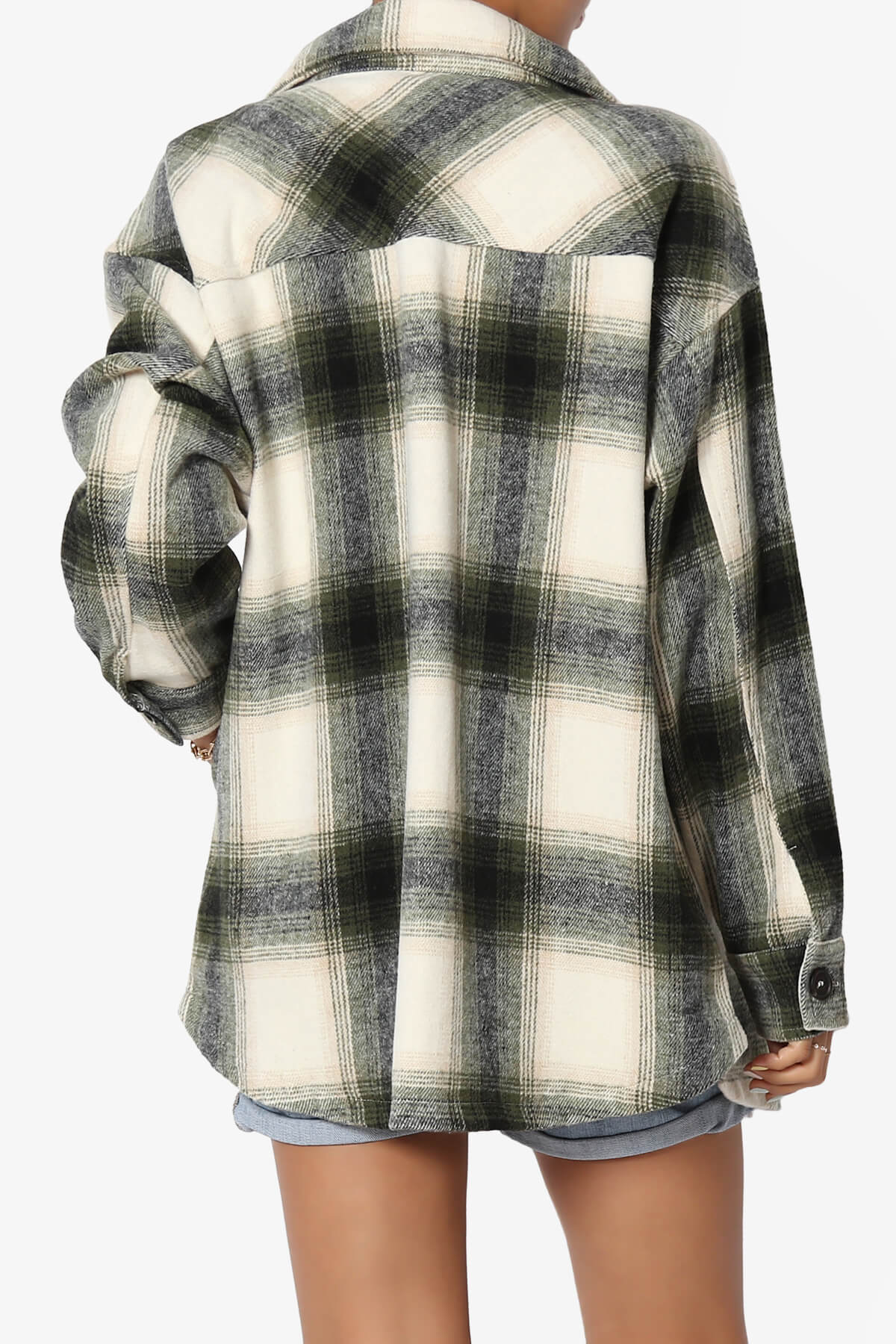 Cameron Plaid Flannel Oversized Shacket OLIVE GREEN_2