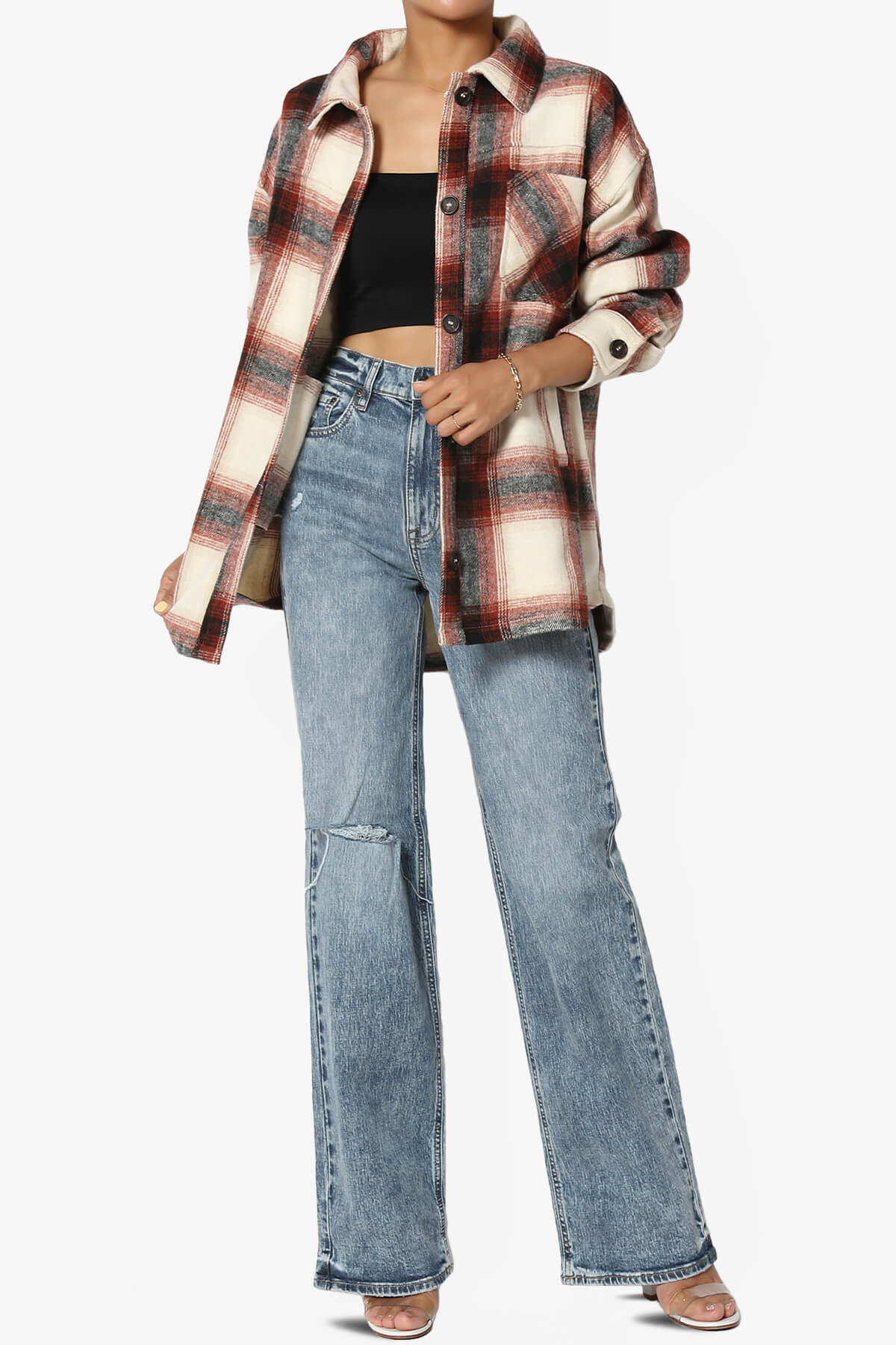 Load image into Gallery viewer, Cameron Plaid Flannel Oversized Shacket RUST_6
