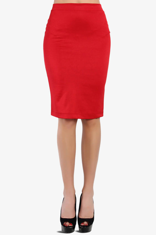 Load image into Gallery viewer, Campo Stretch Ponte Knit Pencil Skirt RED_1
