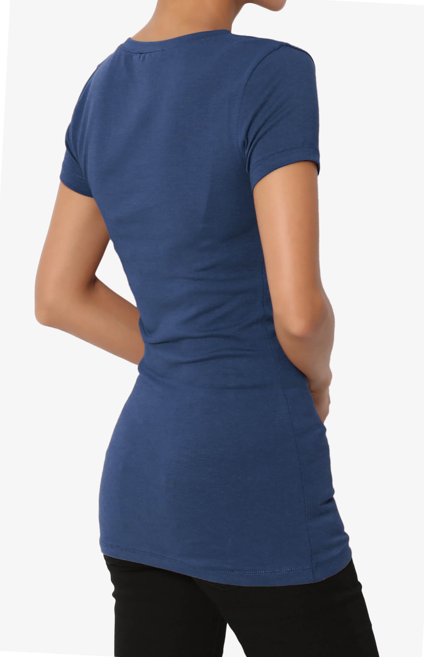 Candela V-Neck Short Sleeve T-Shirts LIGHT NAVY_4