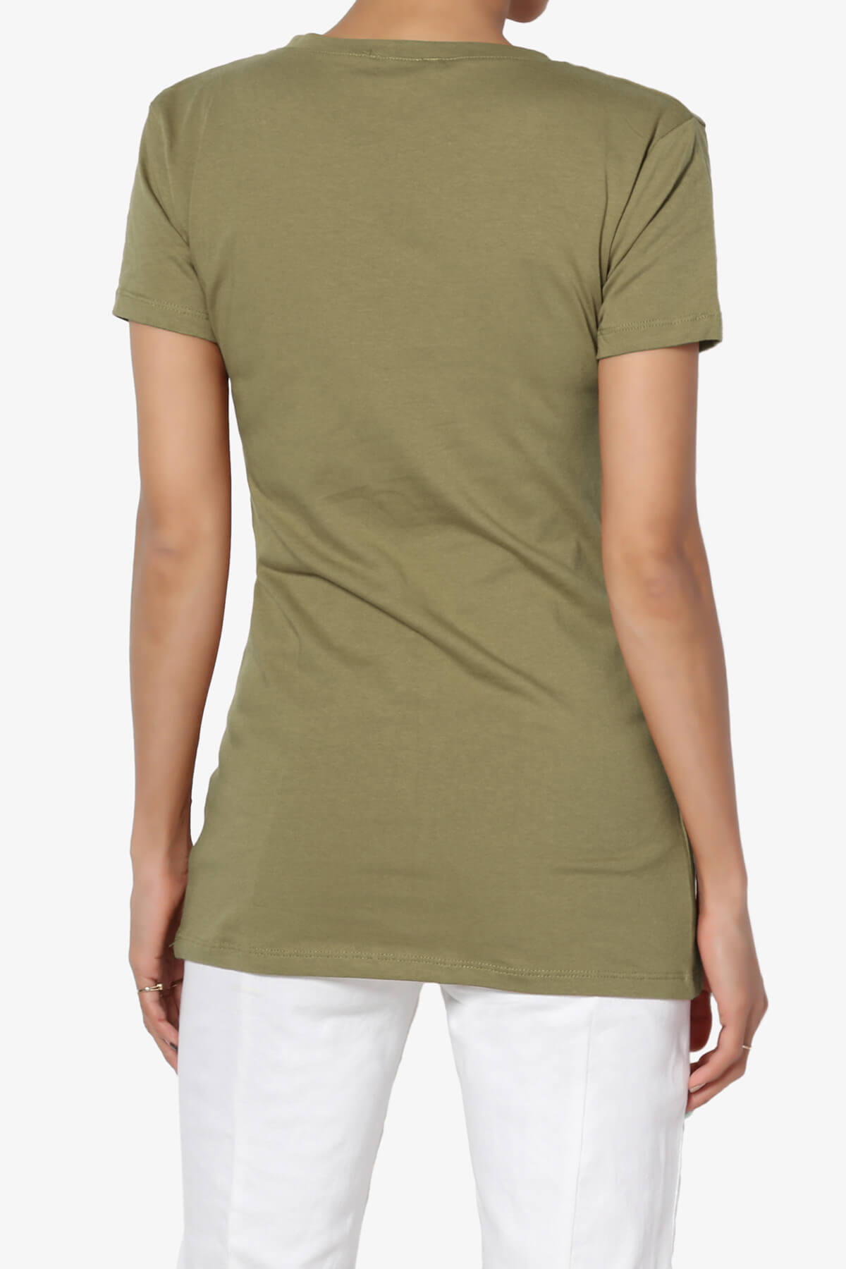 Candela V-Neck Short Sleeve T-Shirts OLIVE KHAKI_2