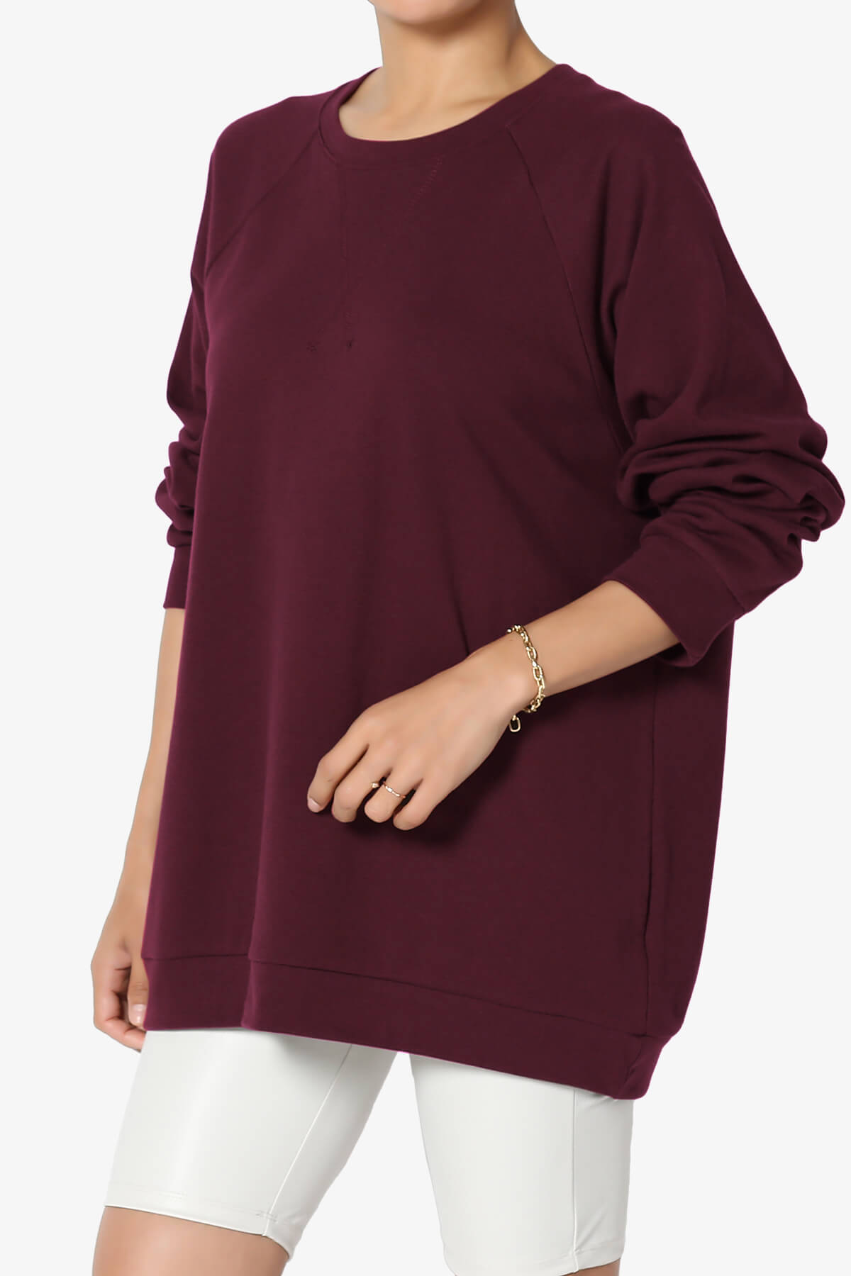 Carlene Cotton Raglan Sleeve Pullover Top DARK BURGUNDY_3