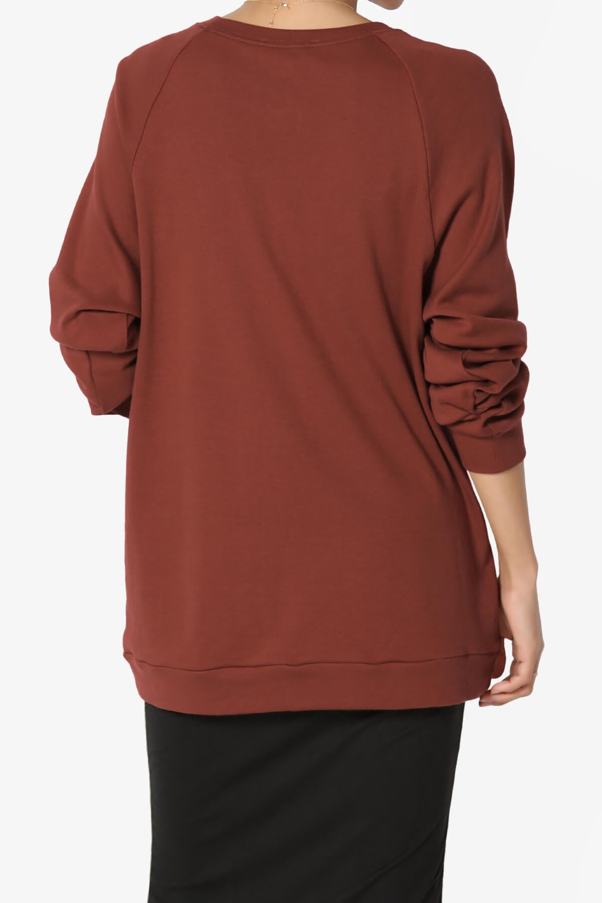 Carlene Cotton Raglan Sleeve Pullover Top DARK RUST_2