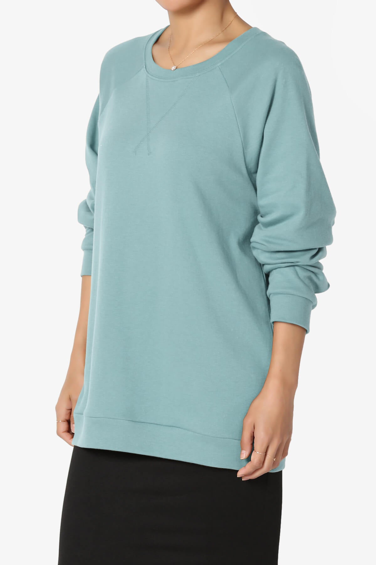 Carlene Cotton Raglan Sleeve Pullover Top DUSTY BLUE_3