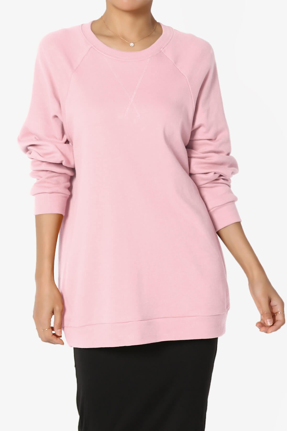 Carlene Cotton Raglan Sleeve Pullover Top DUSTY PINK_1
