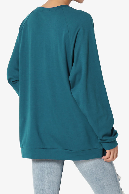 Carlene Cotton Raglan Sleeve Pullover Top TEAL_4