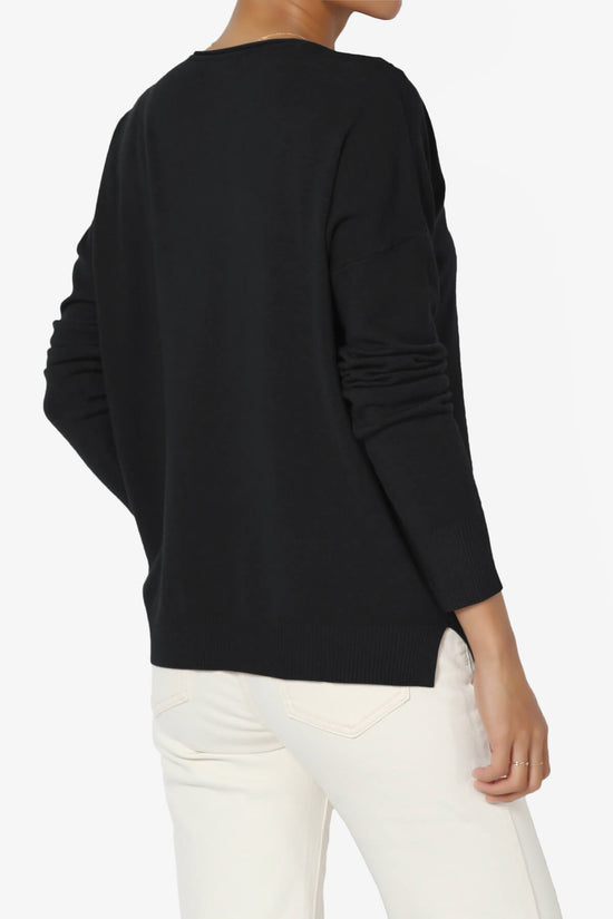 Load image into Gallery viewer, Carolina Long Sleeve Relaxed Fit Knit Top BLACK_4
