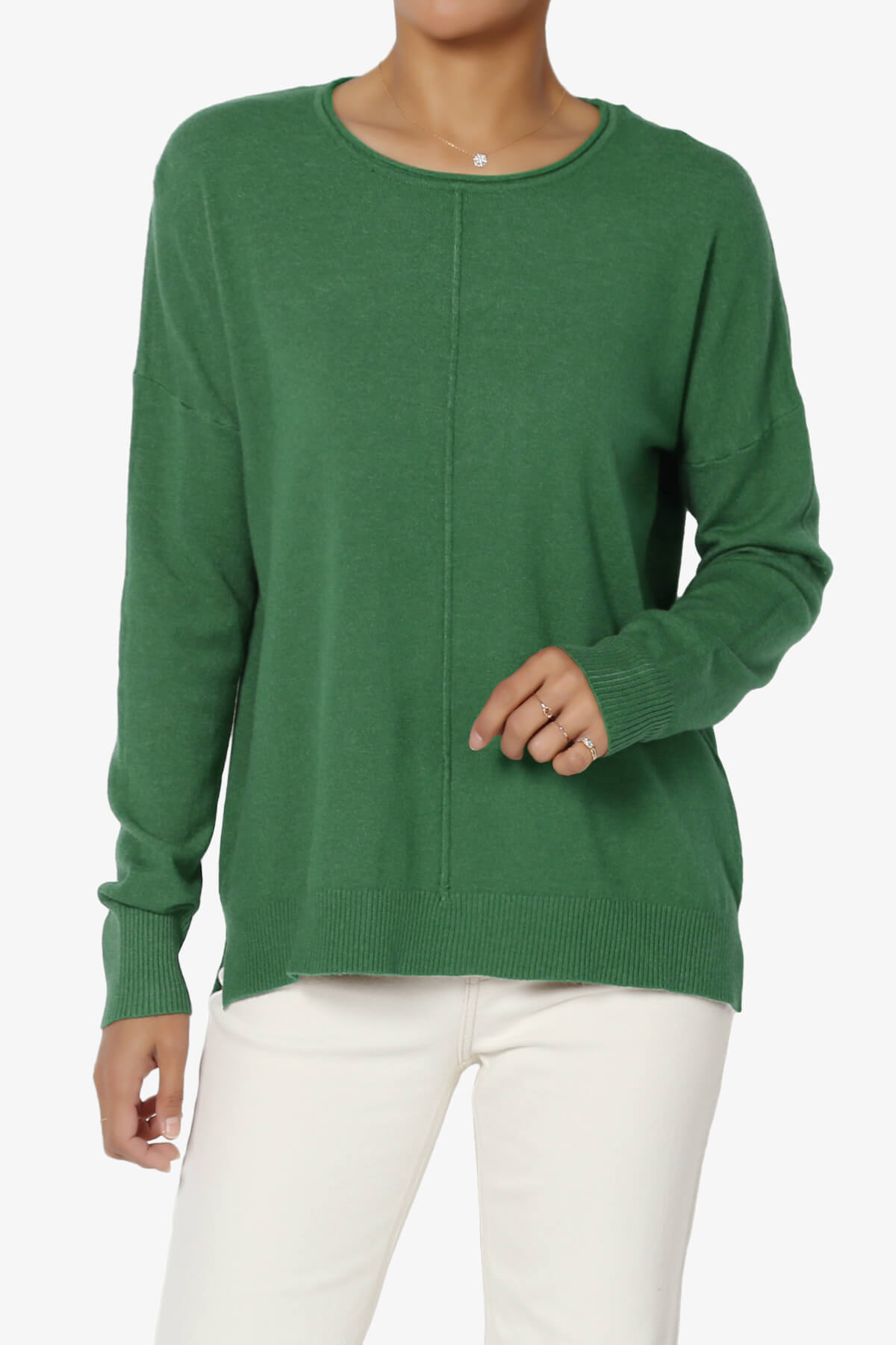 Load image into Gallery viewer, Carolina Long Sleeve Relaxed Fit Knit Top DARK GREEN_1
