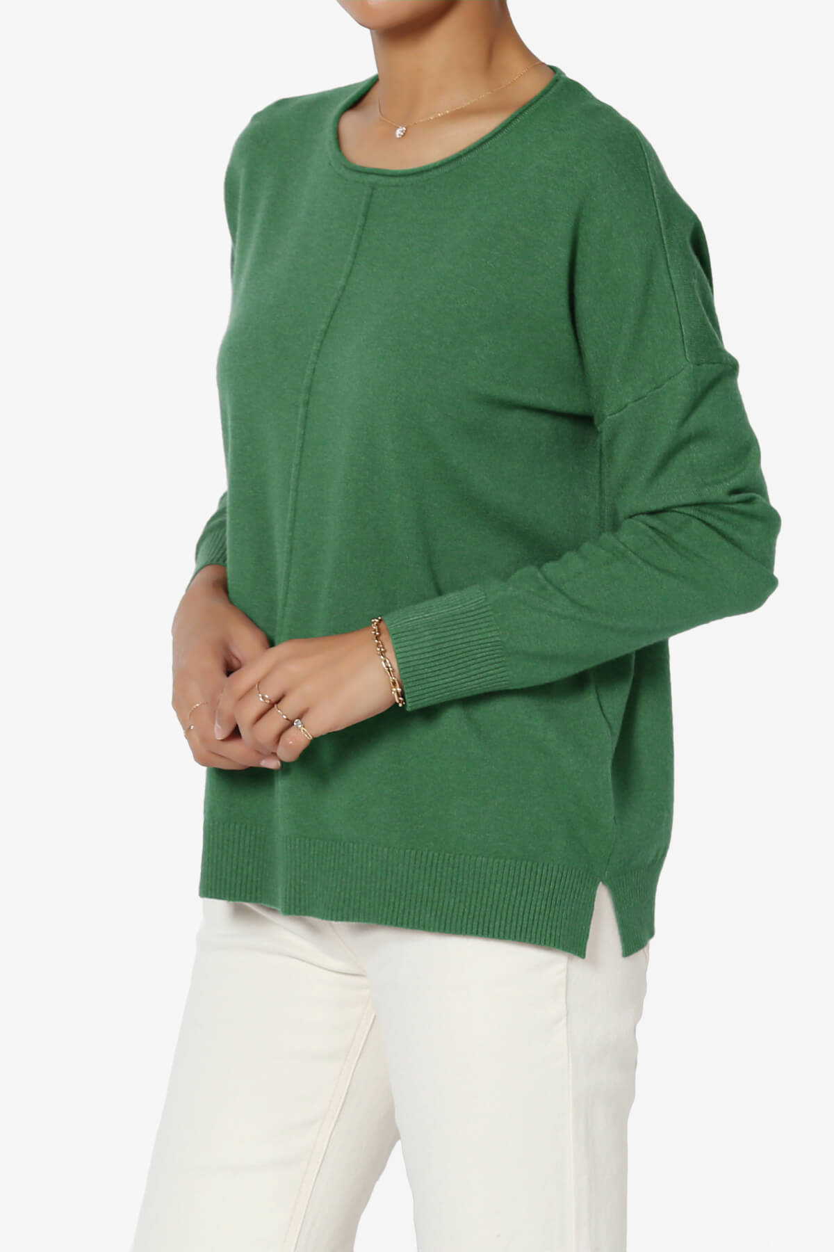 Load image into Gallery viewer, Carolina Long Sleeve Relaxed Fit Knit Top DARK GREEN_3

