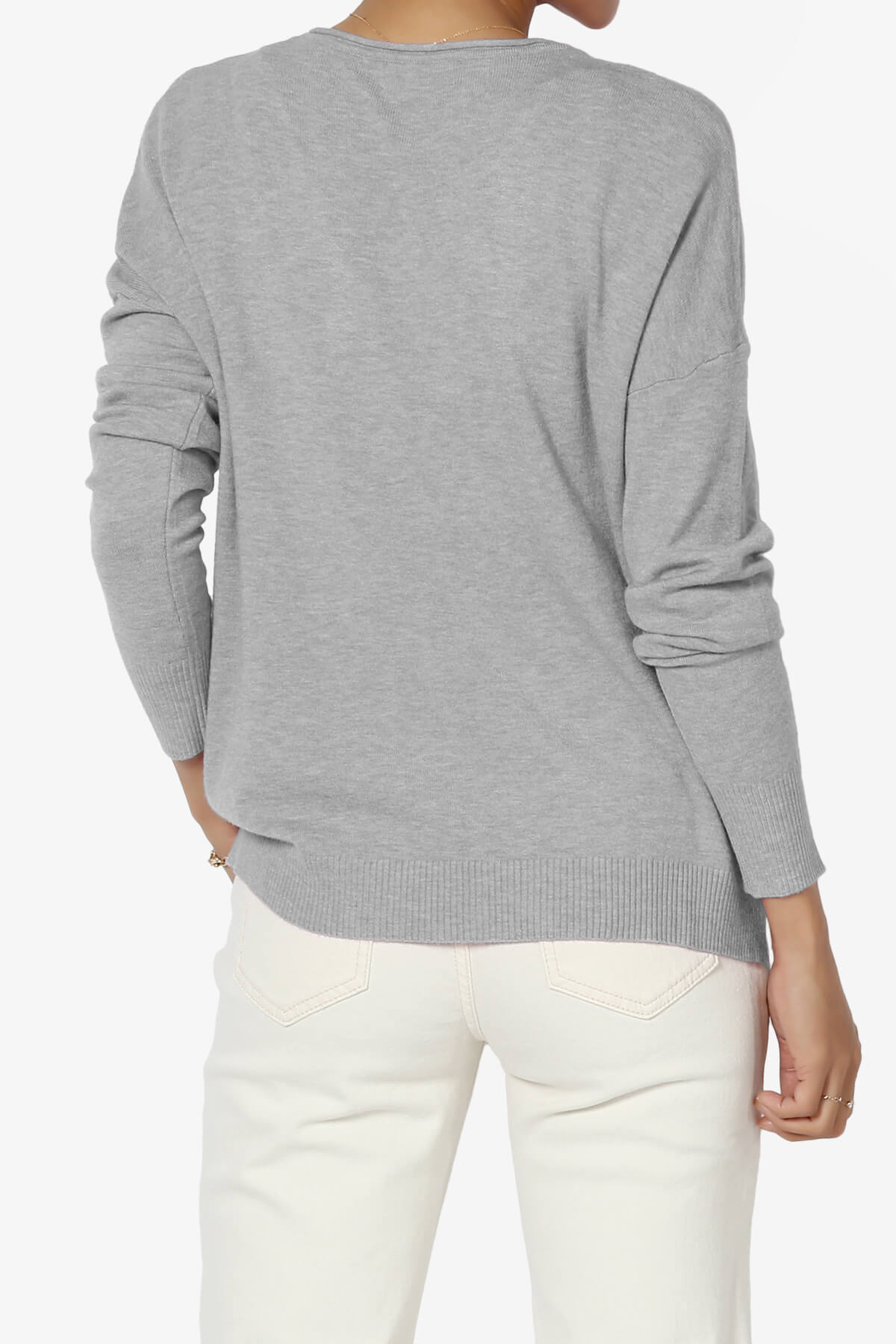 Carolina Long Sleeve Relaxed Fit Knit Top HEATHER GREY_2