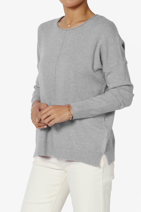 Carolina Long Sleeve Relaxed Fit Knit Top HEATHER GREY_3