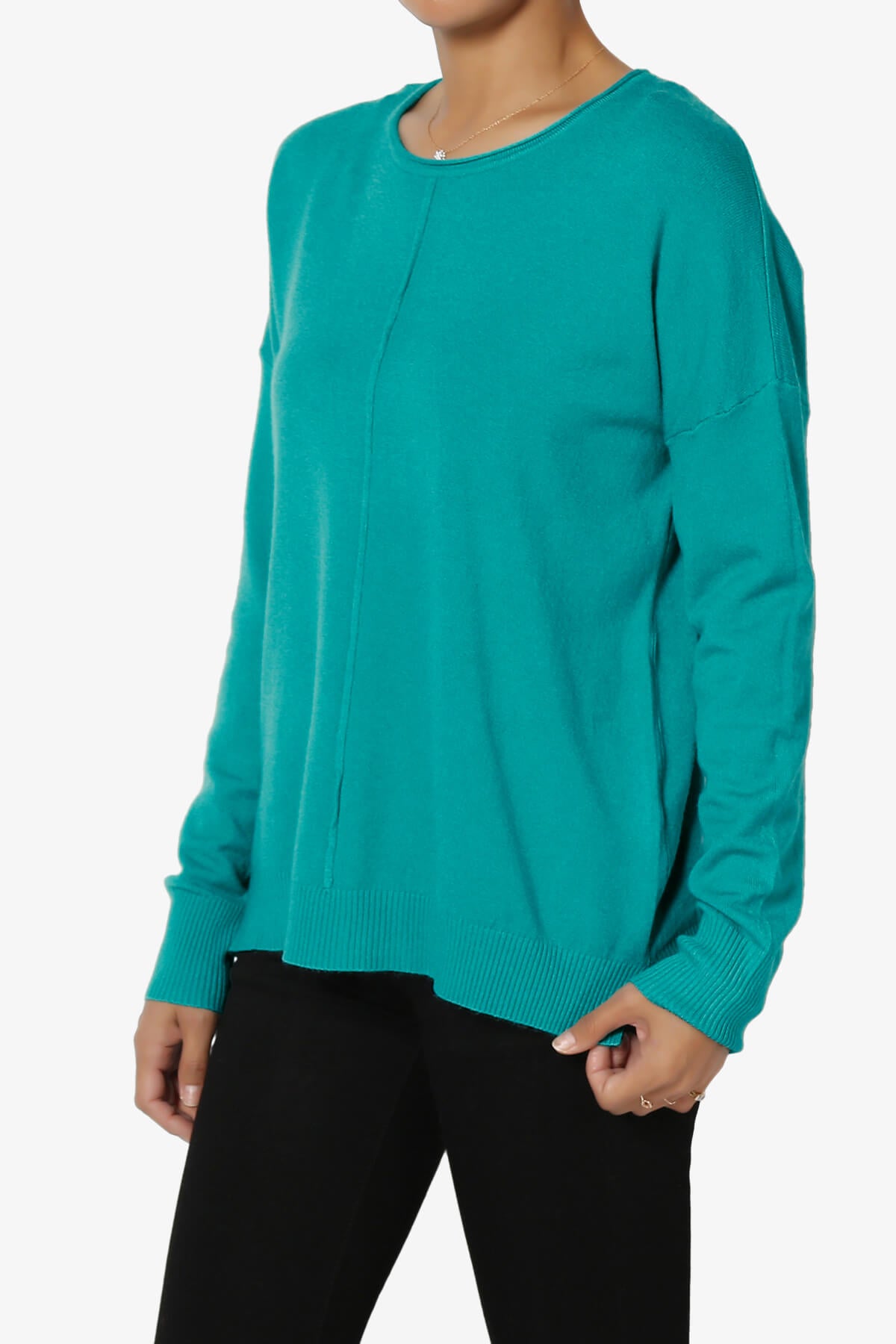 Carolina Long Sleeve Relaxed Fit Knit Top LT TEAL_3