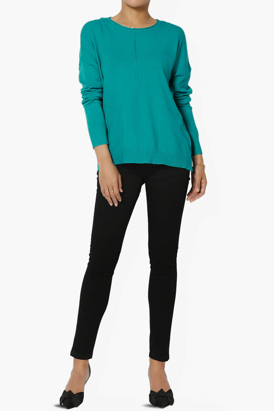 Carolina Long Sleeve Relaxed Fit Knit Top LT TEAL_6