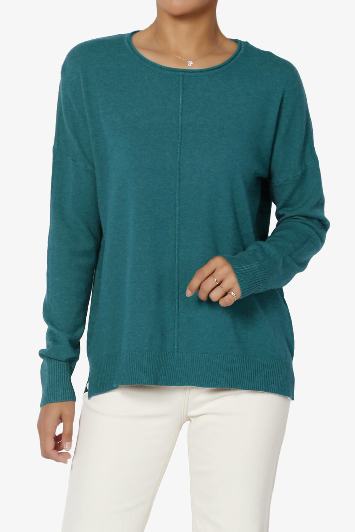 Load image into Gallery viewer, Carolina Long Sleeve Relaxed Fit Knit Top OCEAN TEAL_1
