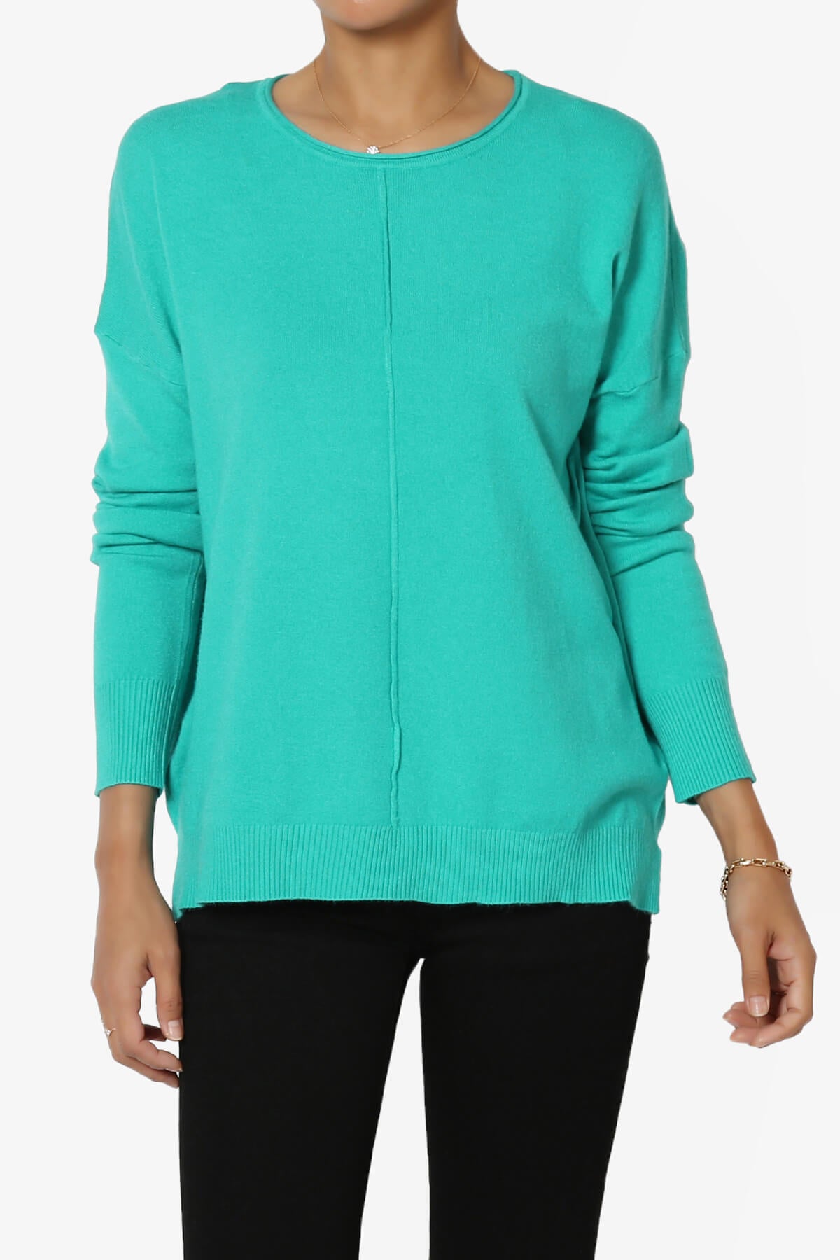 Carolina Long Sleeve Relaxed Fit Knit Top TURQUOISE_1
