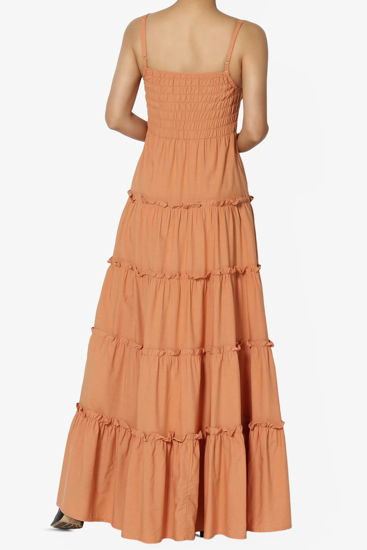 Cassie Smocked Cami Tiered Maxi Dress BUTTER ORANGE_2