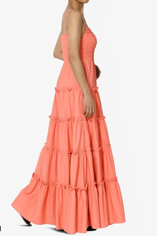 Cassie Smocked Cami Tiered Maxi Dress CORAL_4