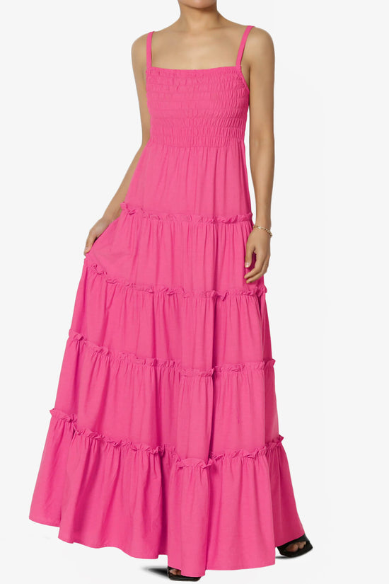 Cassie Smocked Cami Tiered Maxi Dress FUCHSIA_1