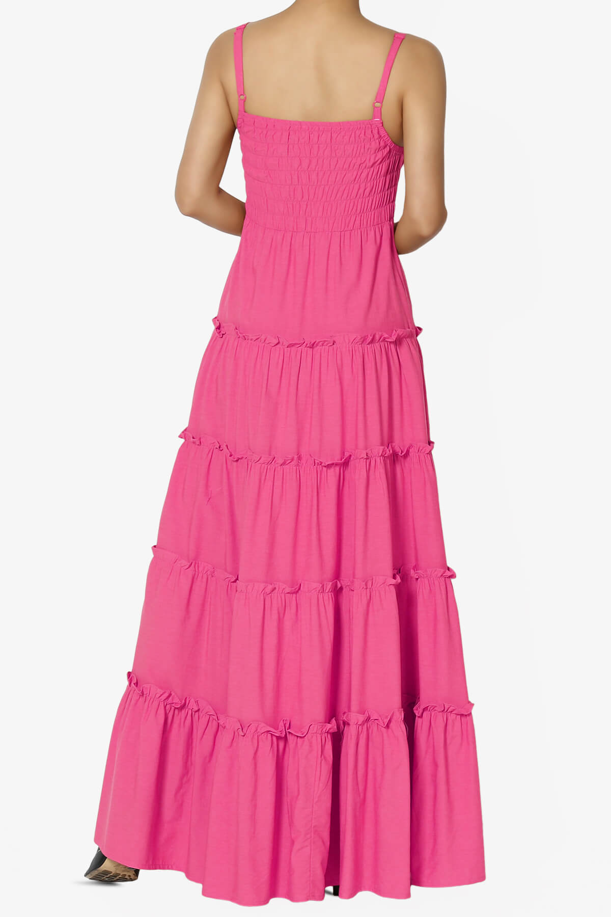 Cassie Smocked Cami Tiered Maxi Dress FUCHSIA_2