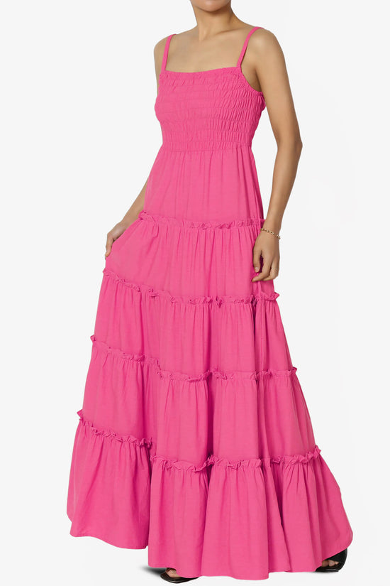 Cassie Smocked Cami Tiered Maxi Dress FUCHSIA_3