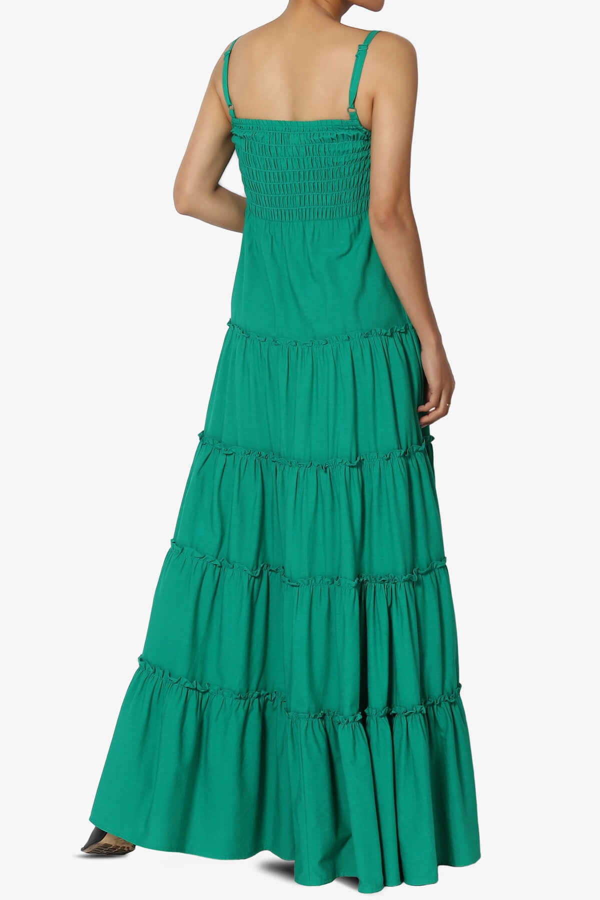 Cassie Smocked Cami Tiered Maxi Dress KELLY GREEN_2