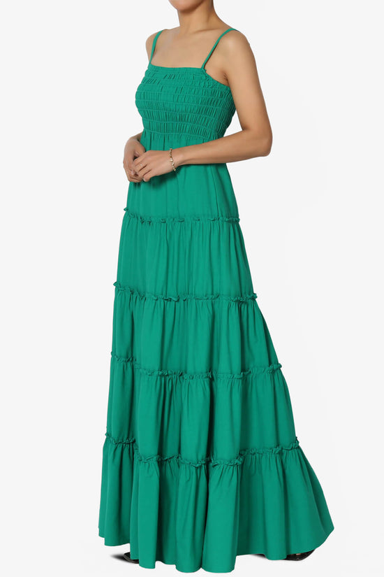 Cassie Smocked Cami Tiered Maxi Dress KELLY GREEN_3