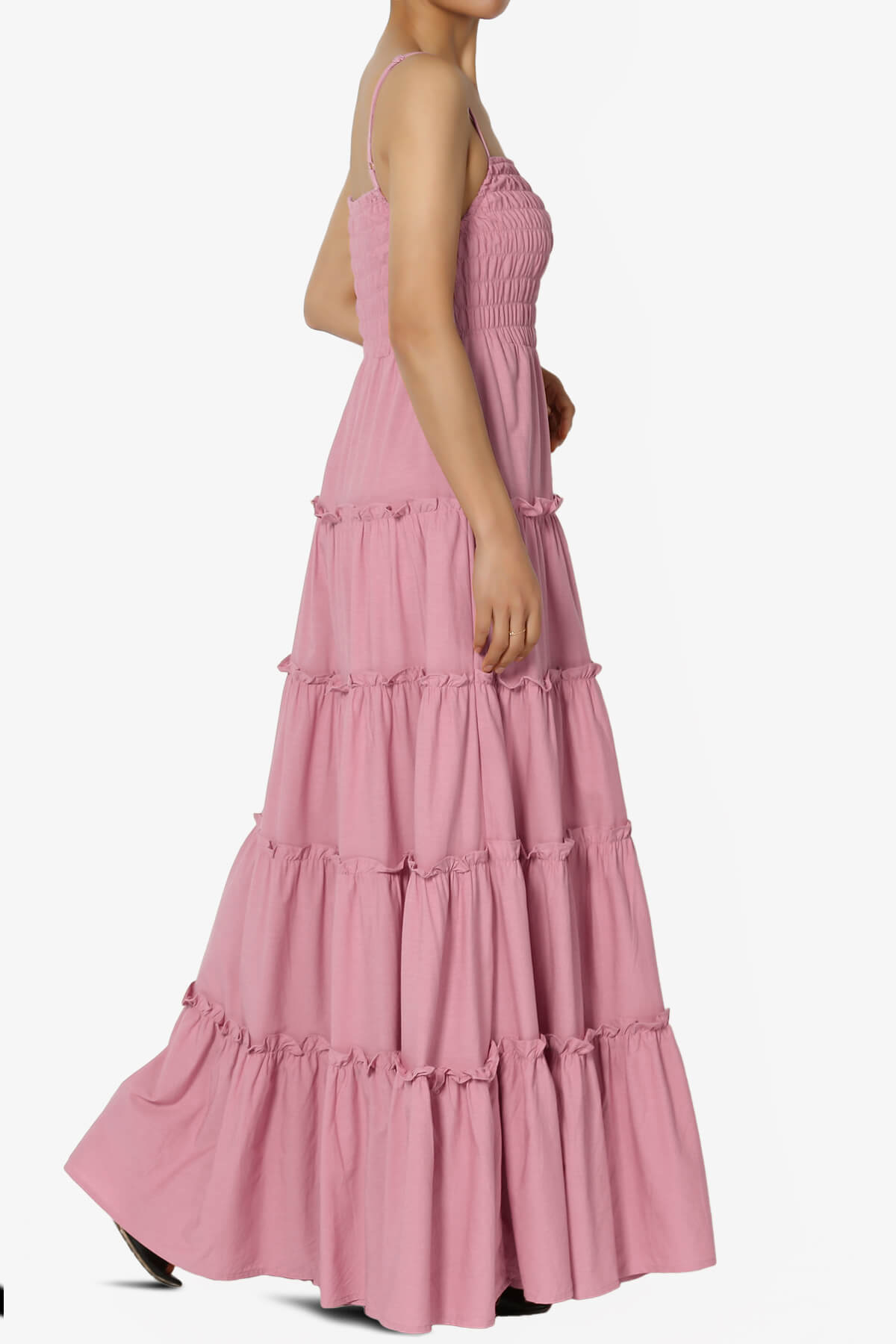 Cassie Smocked Cami Tiered Maxi Dress LIGHT ROSE_4