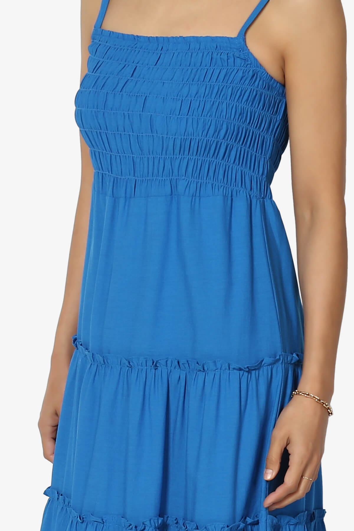 Cassie Smocked Cami Tiered Maxi Dress OCEAN BLUE_5