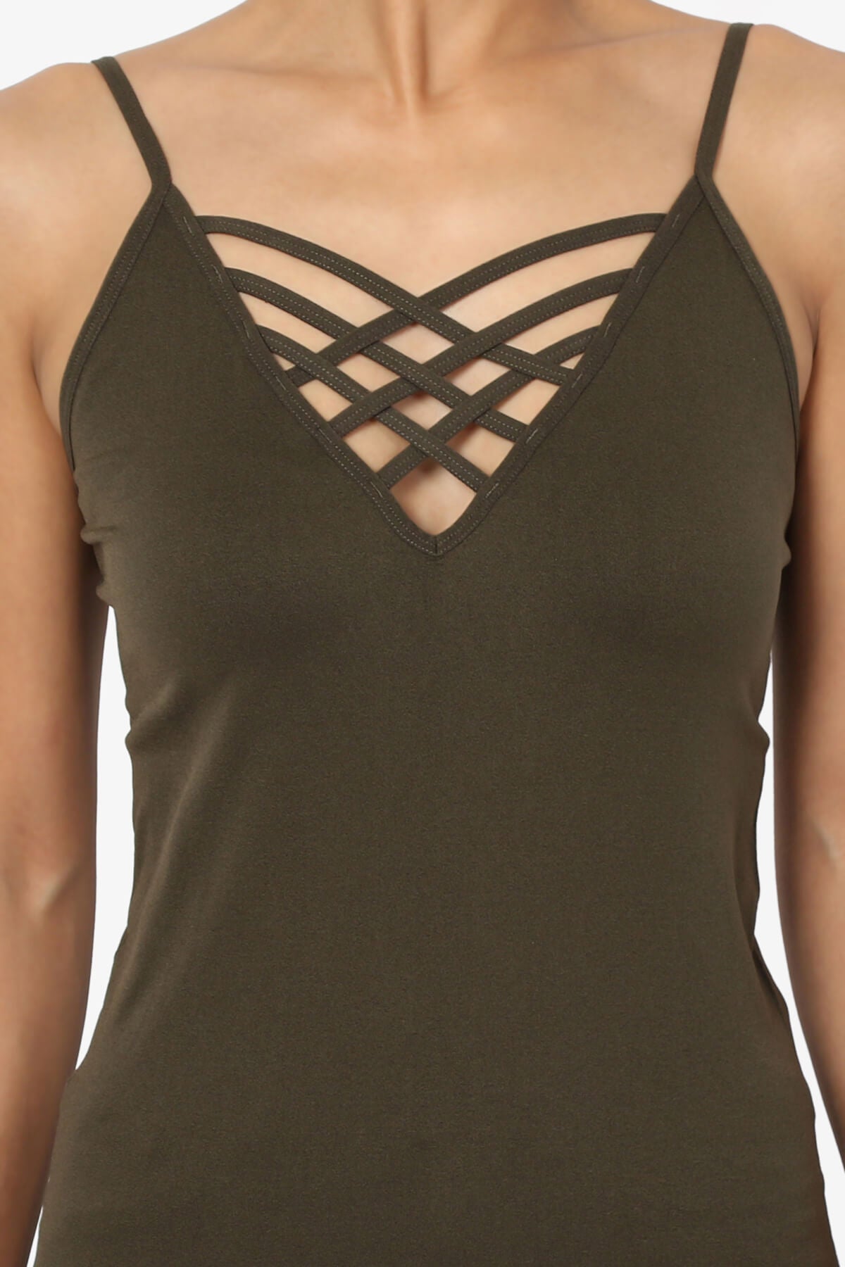 Load image into Gallery viewer, Catelyn Strappy Criss Cross Tank Top OLIVE_5
