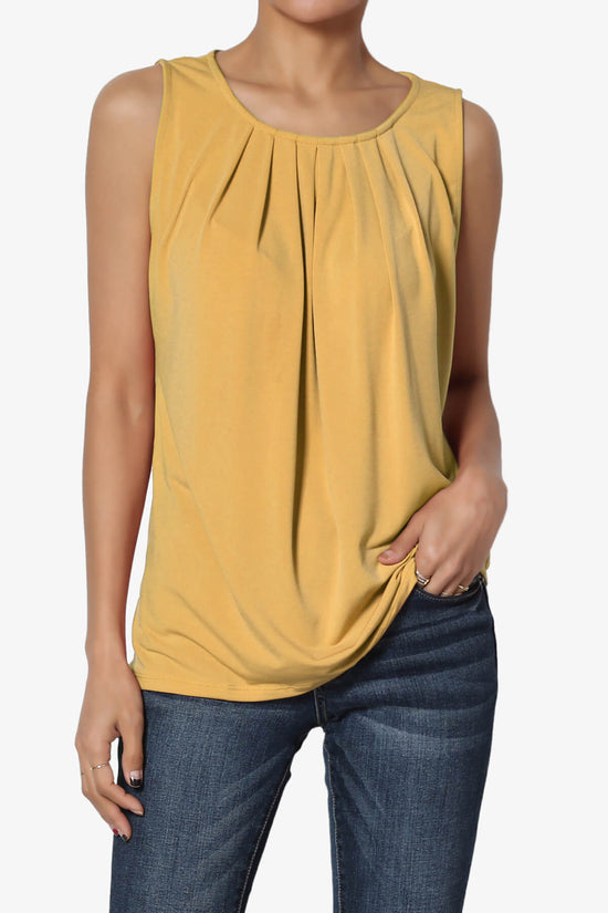 Chaffee Pleat Neck Tank Top LIGHT MUSTARD_1