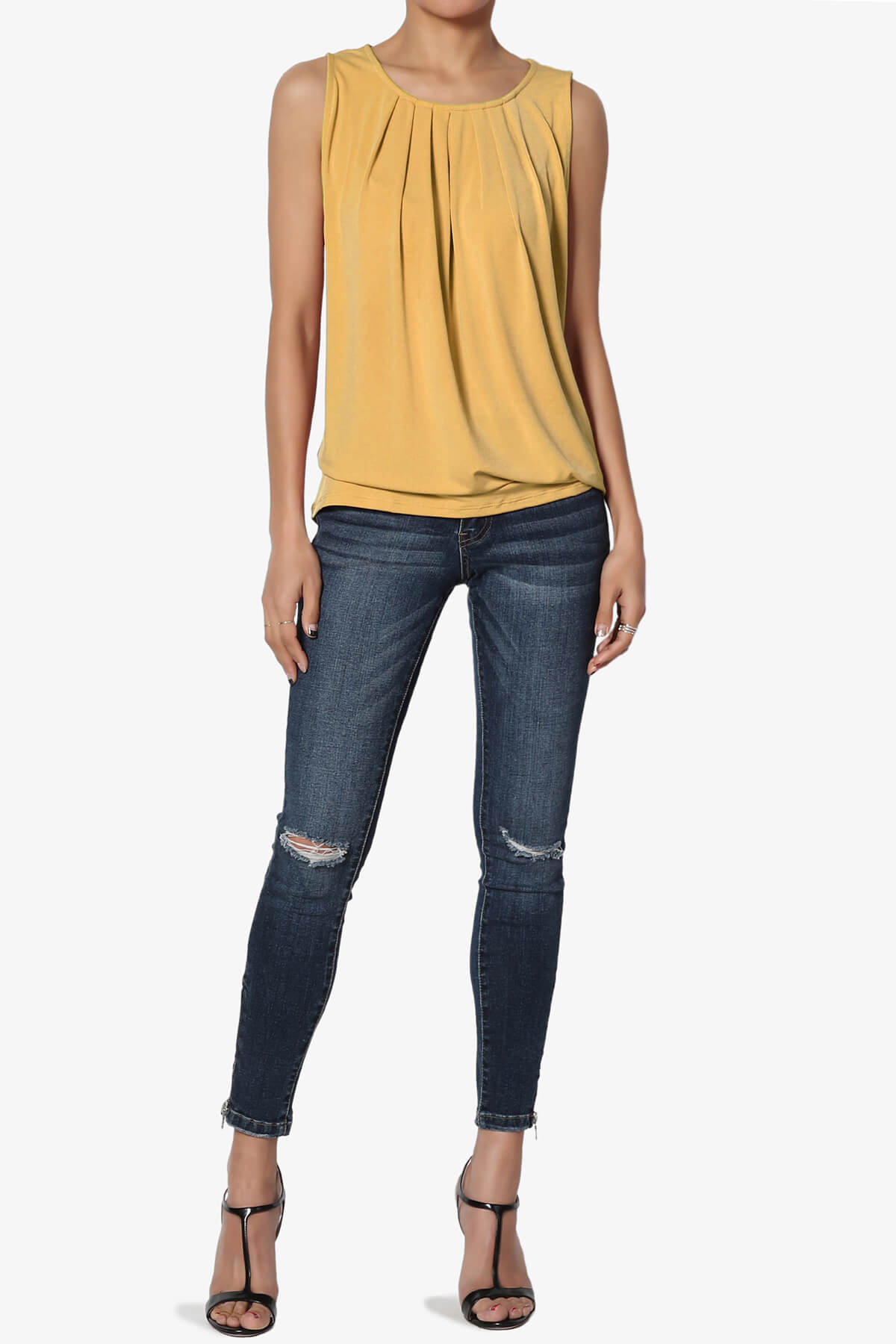 Chaffee Pleat Neck Tank Top LIGHT MUSTARD_6