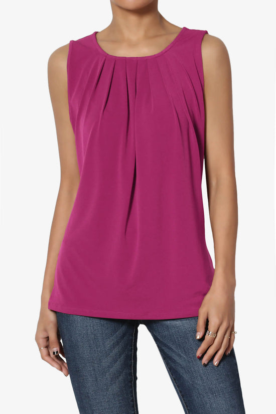 Chaffee Pleat Neck Tank Top MAGENTA_1