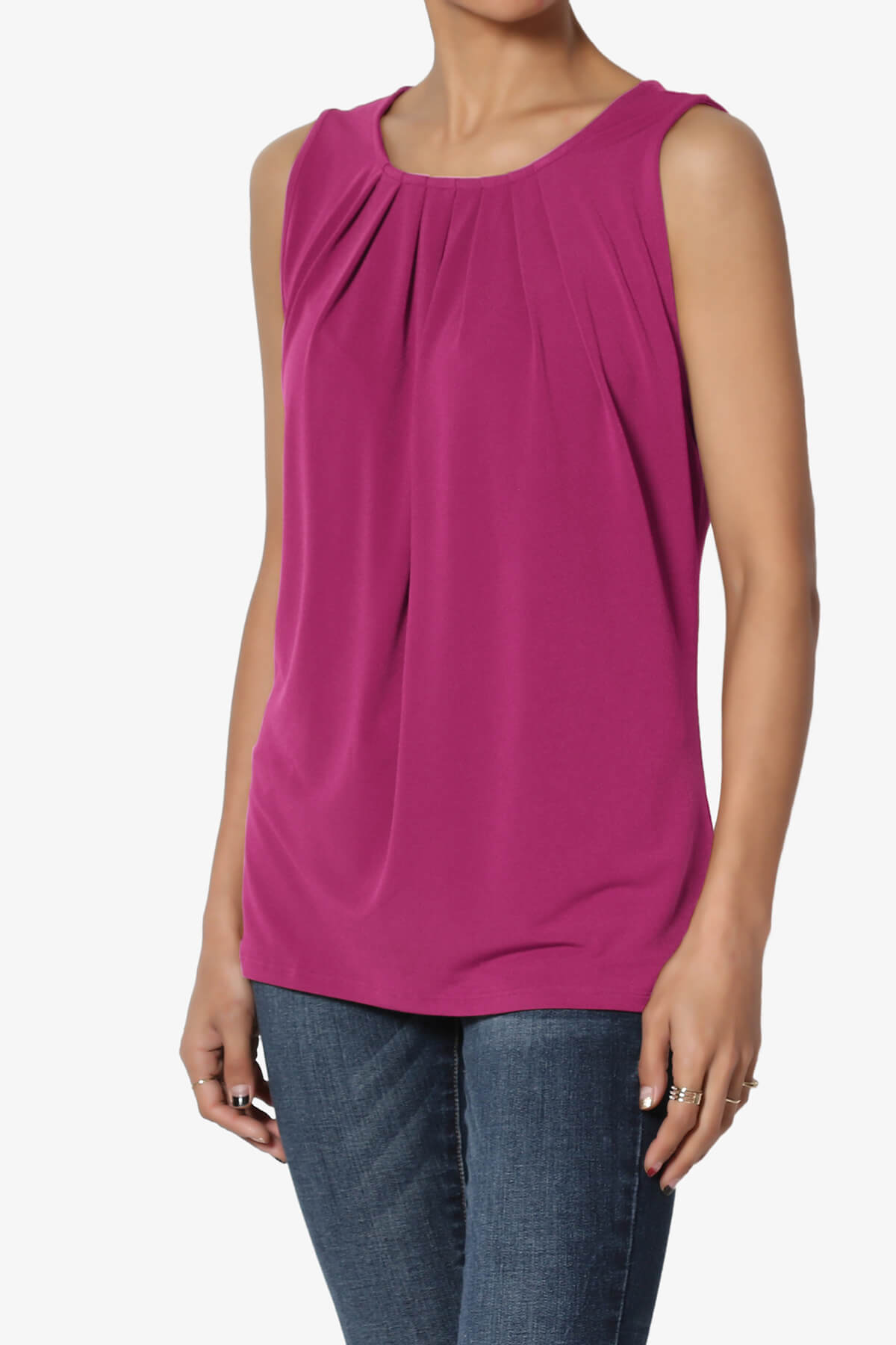 Chaffee Pleat Neck Tank Top MAGENTA_3