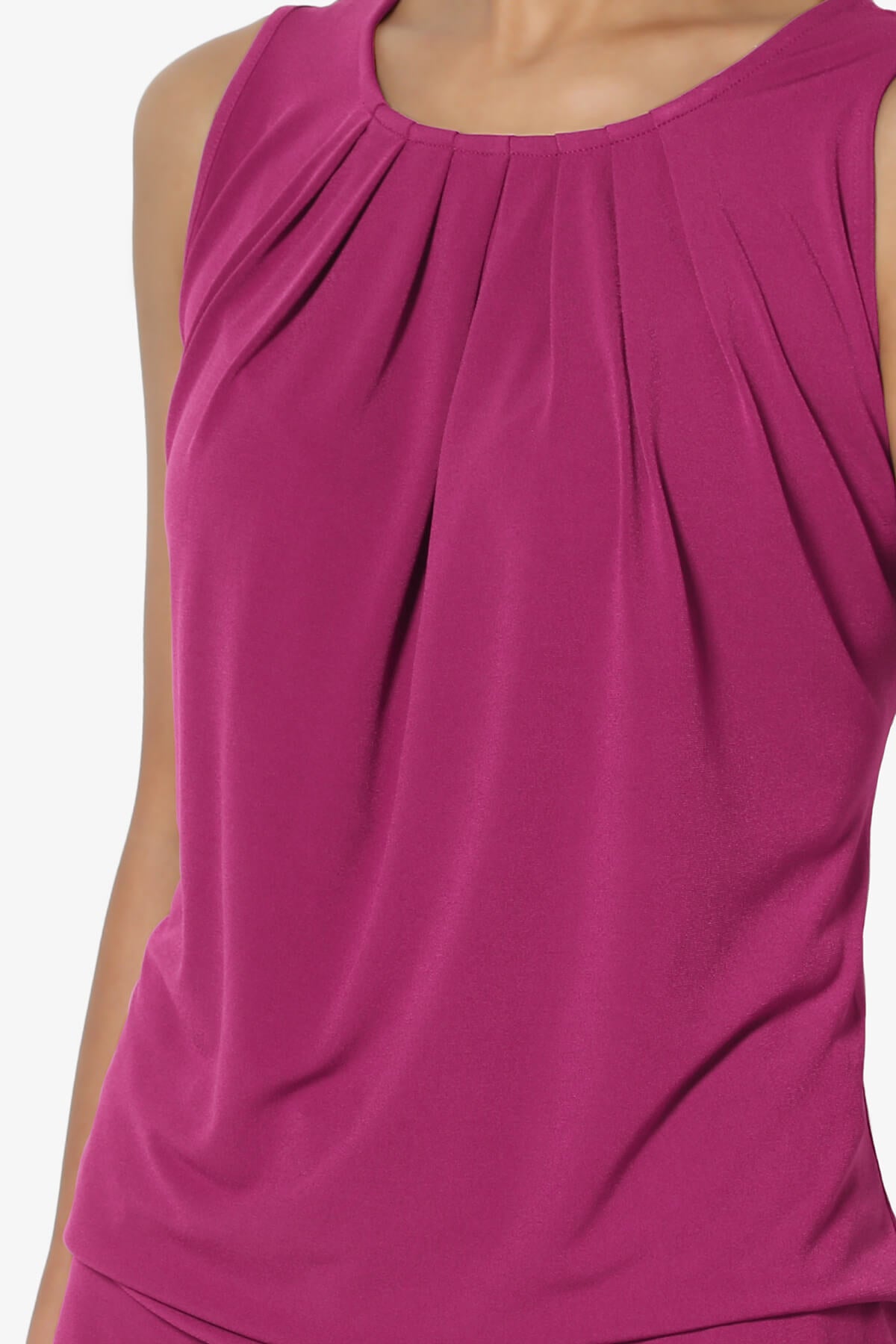 Chaffee Pleat Neck Tank Top MAGENTA_5