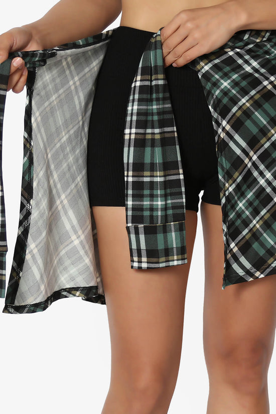 Checker Y Zone Hip Cover Up Wrap Skirt GREEN_5