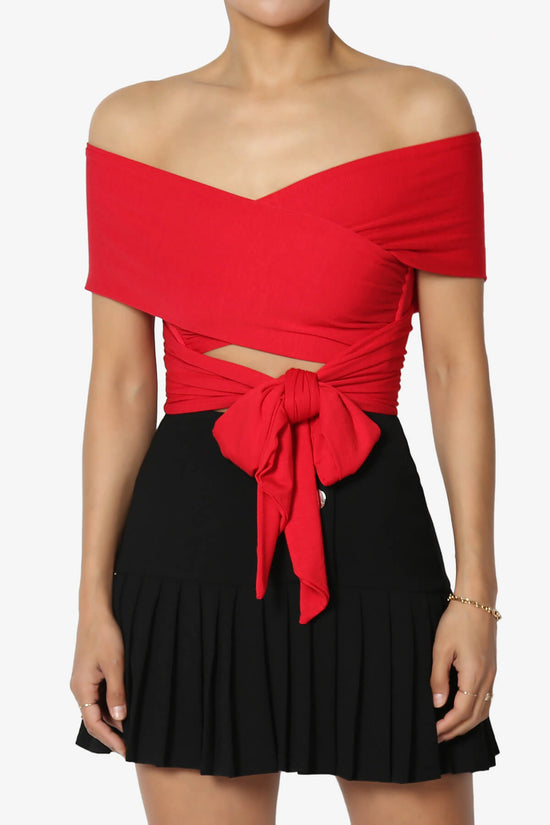 Clementine Multi Way Scarf Wrap Crop Top RED_1