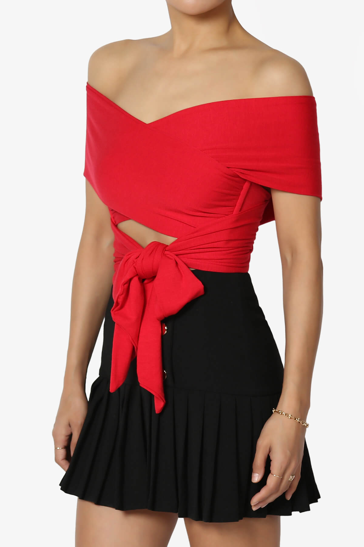 Clementine Multi Way Scarf Wrap Crop Top RED_3
