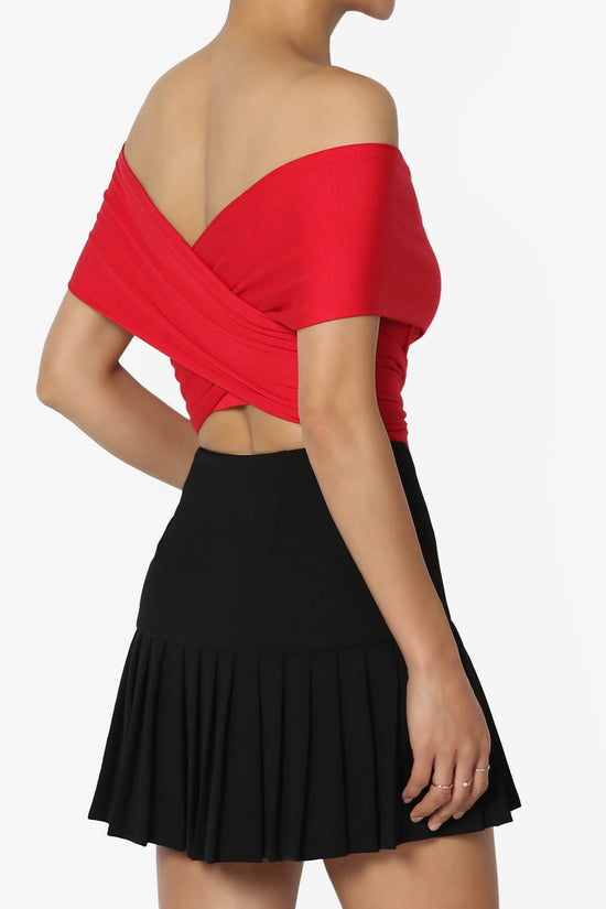 Clementine Multi Way Scarf Wrap Crop Top RED_4