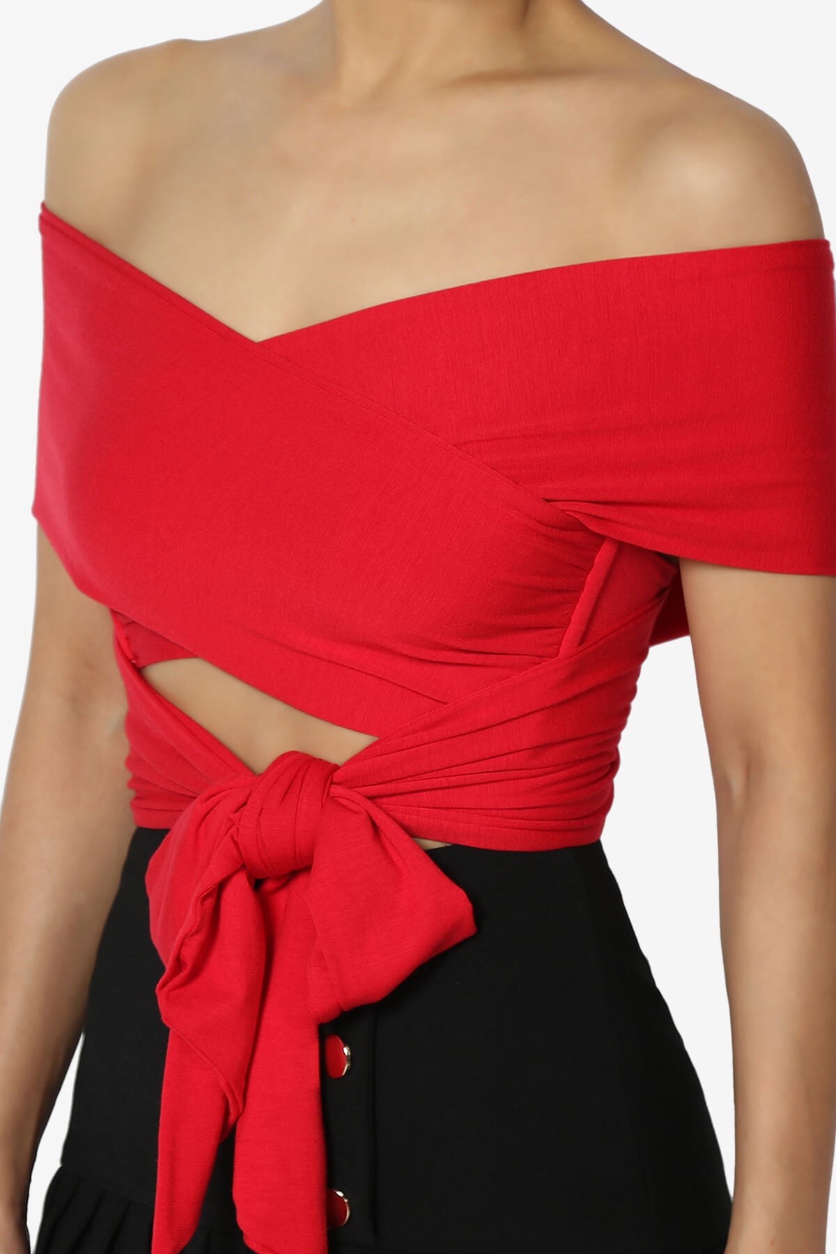 Clementine Multi Way Scarf Wrap Crop Top RED_5