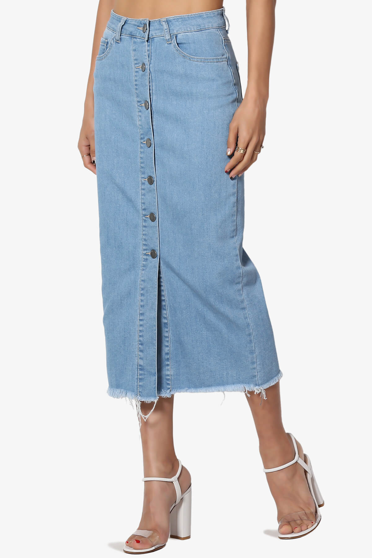 Load image into Gallery viewer, Dessie Buttoned Midi Denim Skirt
