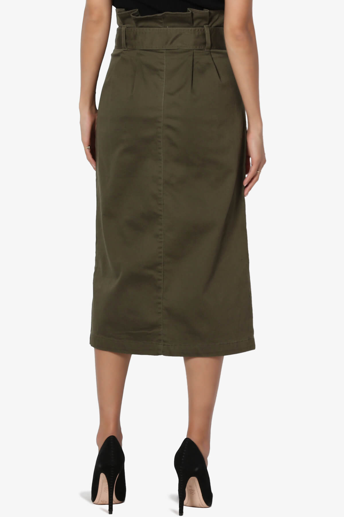 Birch Paperbag High Waist Midi Skirt